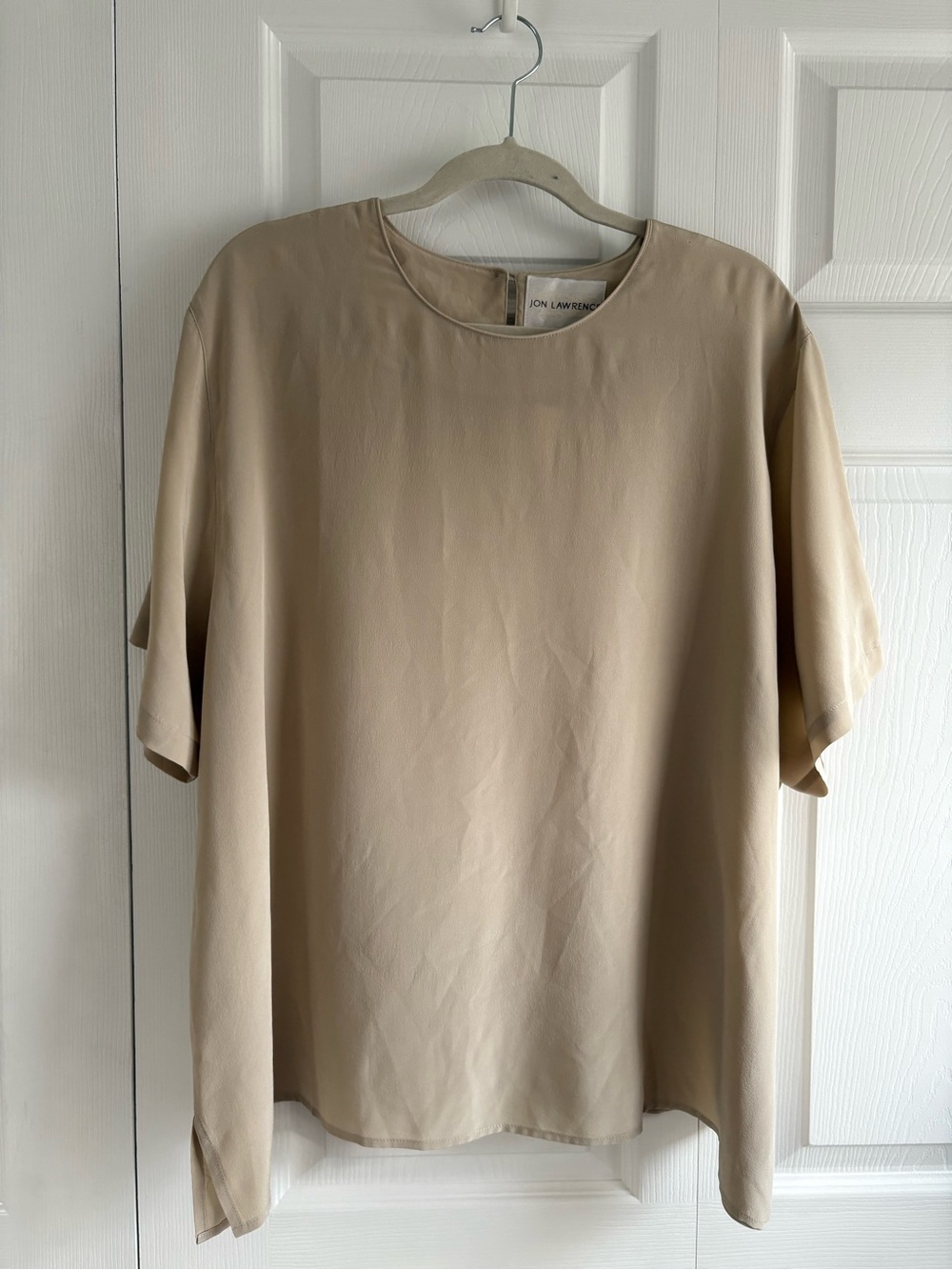 VNTG Jon Lawrence Silk Beige Short Sleeve Top Blouse 2X Career Academia Teacher
